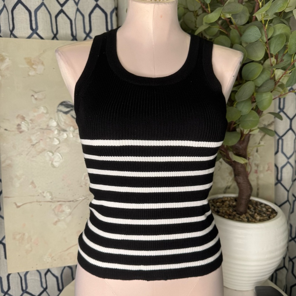 Chic Black and White Striped Tank Top